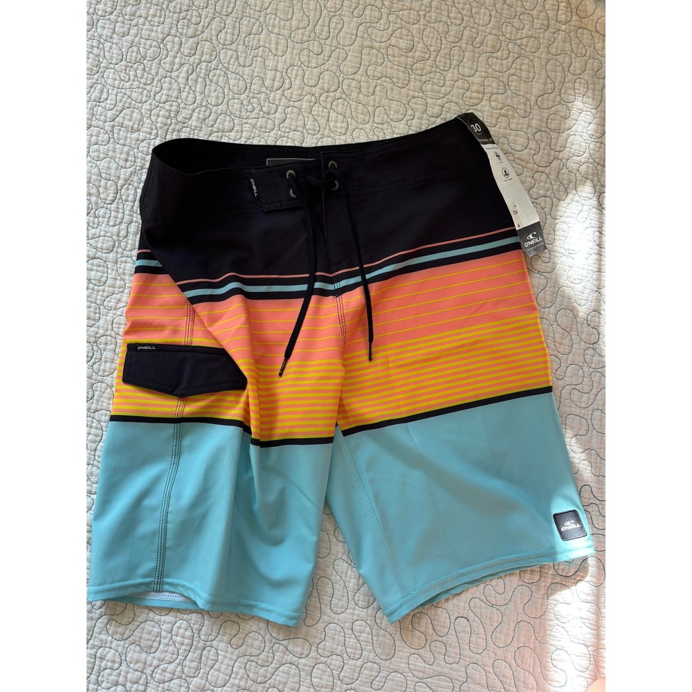 O'Neill Mens Hyperdry Board Shorts Size 30 Striped 21" Swim‎ Trunks